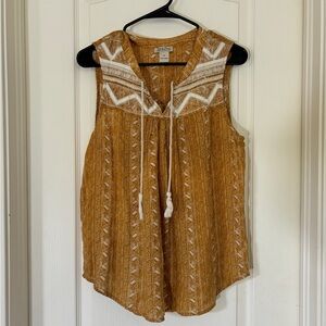 Lucky Brand Mustard Boho Sleeveless Top Medium